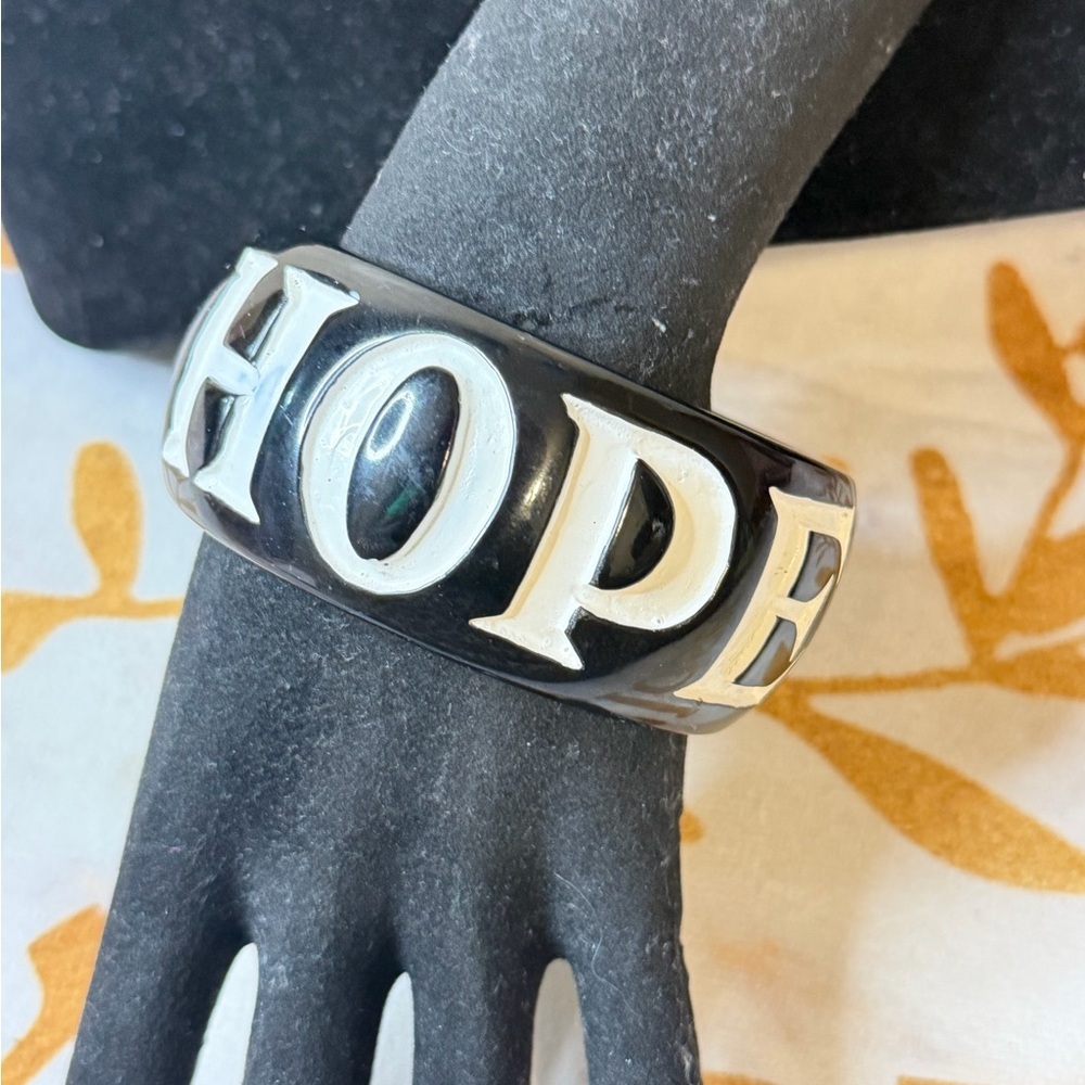 Bold Black and Silver 'HOPE' Ring - Picture 2 of 8